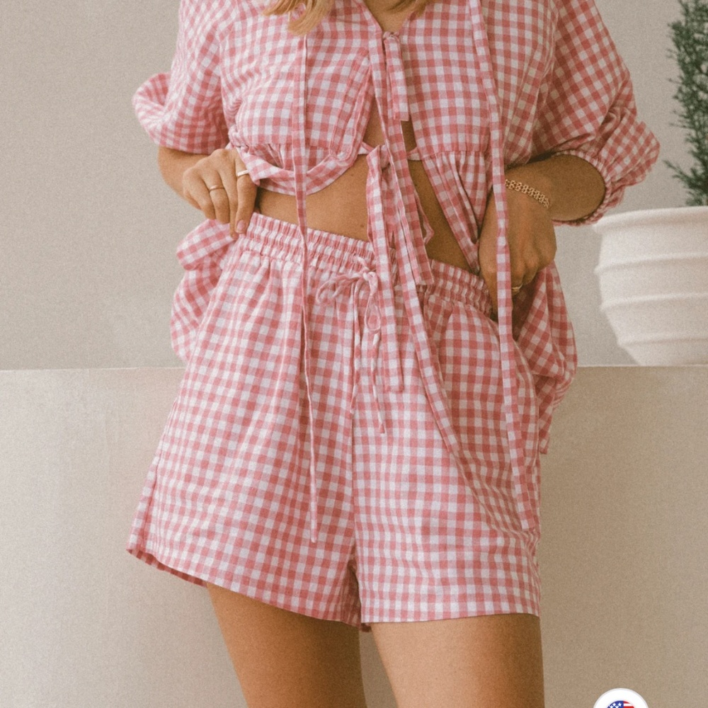 Lullaby Club M/L pink gingham set